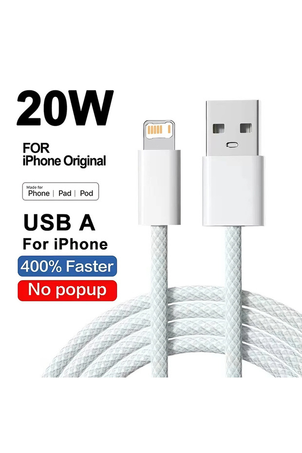 1m Gray 20W USB Fast Charging Weaving Cable For iPhone 11 12 13 Mini 14 Pro Max X XR XS 7 8 Plus Nyl