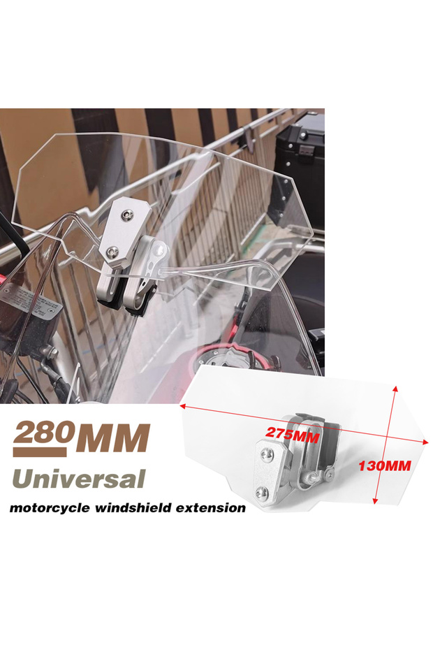 Clear Motorcycle Universal Clear Adjustable Windscreen Wind Deflector Windshield For Kawasaki BMW Du