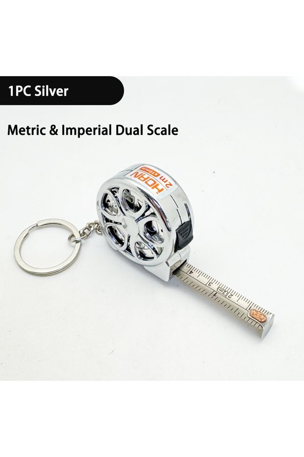 Silver Mini Pocket Tape Measure 2M Stainless Steel Blade & ABS Shell | Retractable Measuring Tool fo