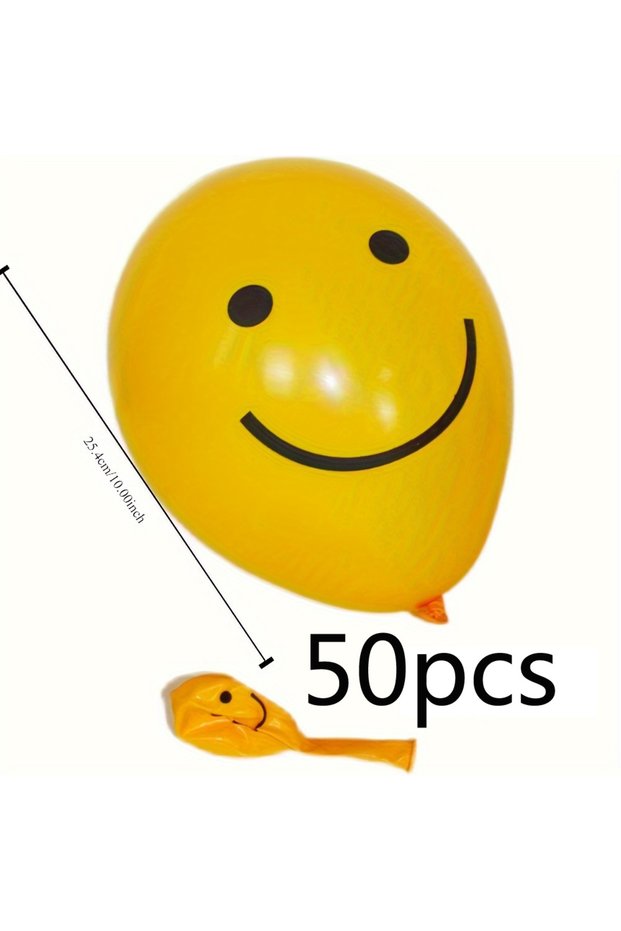 10inch 50pcs 100/50 Smiling Party Balloons 10 Inch Cartoon Yellow Smiling Face Balloon for Birthday