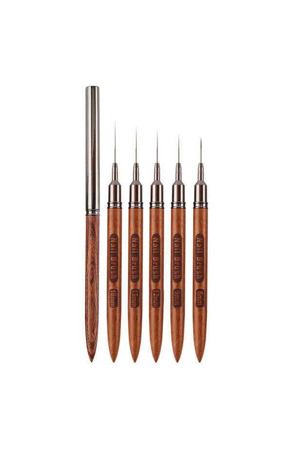 Chocolate 5pcs/set Wood Handle Art Liner DIY Painting Brush Drawing Lines Stripe Flower Painting Pen