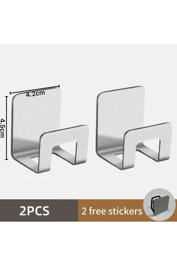 L-hook-sliver-2 Metal Self Adhesive Hook Sink Sponge Storage Holder Kitchen Holder Stainless Steel S
