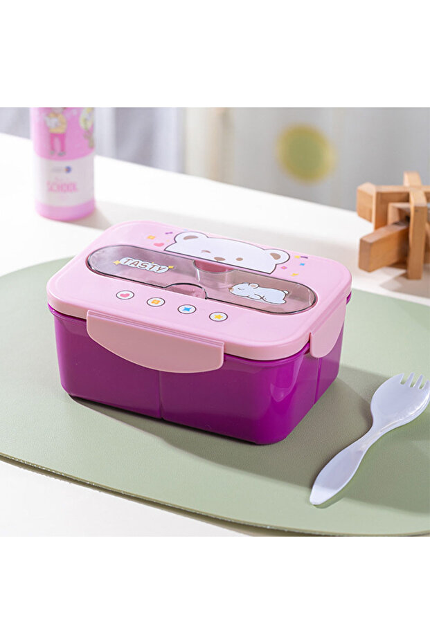 1 3 Pink BPA Free Lunch Box - 1200ml Leakproof Food Container for School/Office Microwavable Plastic