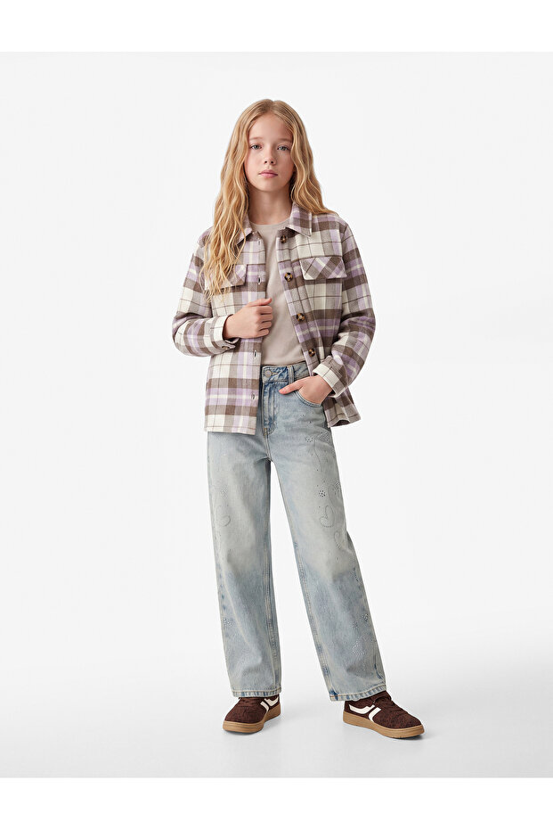 Pocketed Loose Fit Long Sleeve Plaid Lumberjack Shirt Jacket