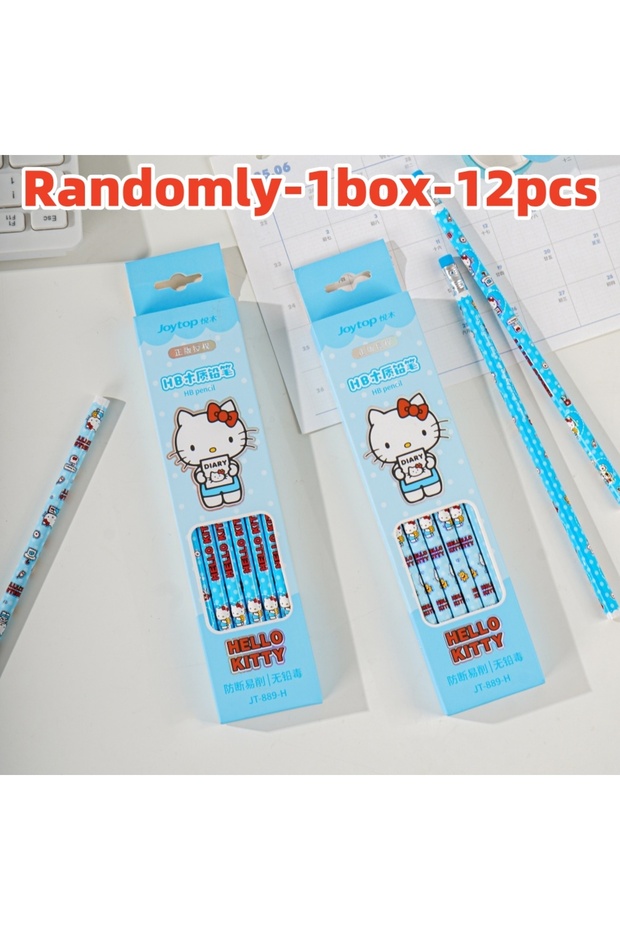 Joytop Randomly-1box-12pc-B 12Pcs Genuine Sanrio Hello Kitty HB Pencil Cartoon Kt Cat Student Drawin