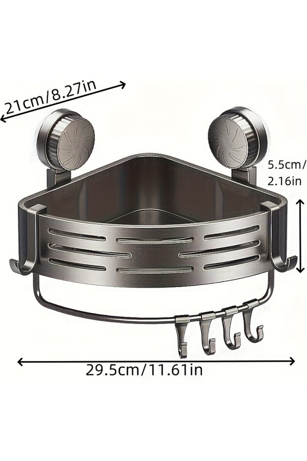 Grey Whit Hookrod 1pc Of Suction Cup Triangular Baskets For Bathrooms, Corer Walls Of Non Drillingwa
