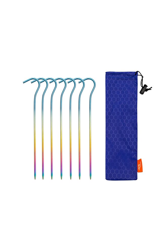 8pcs colorful TiTo 3.0*165mm Ultralight Camping Accessories Titanium Alloy Tent Stake Pegs With Hook