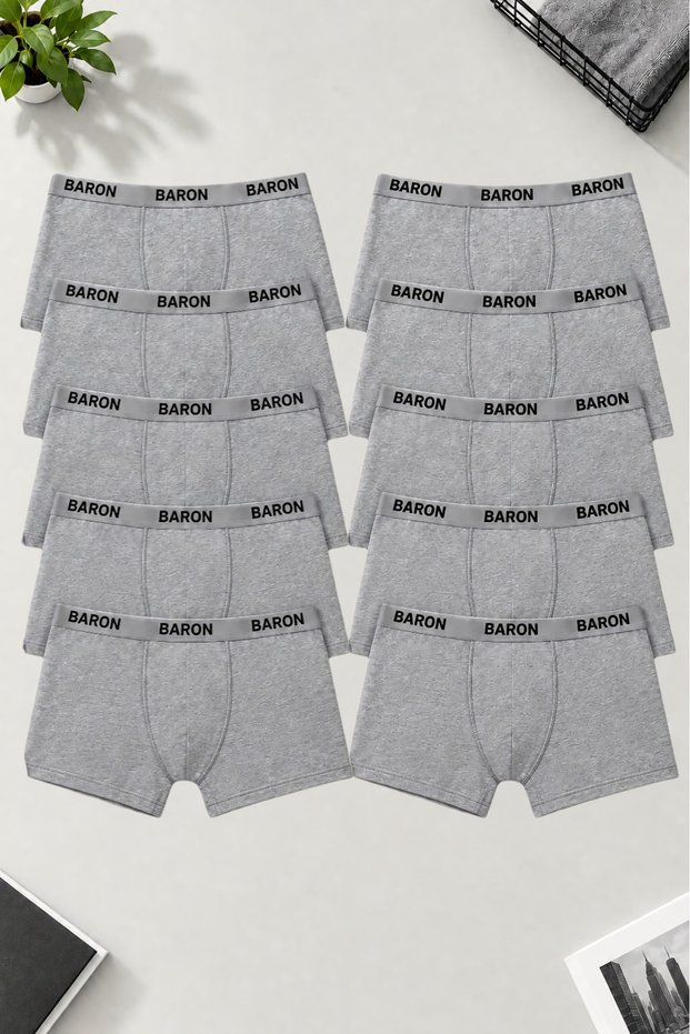 10 pieces of men's gray economical cotton lycra boxer shorts