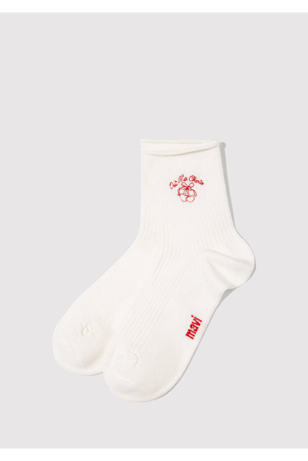 Ecru Socks with Embroidery Detail 1913869-20814