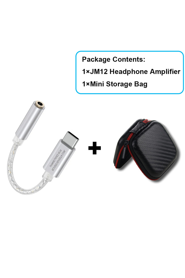 JM12 and Mini Bag JCALLY JM12 Digital Audio Adapter Type-C to 3.5mm Converter HIFI Sound DAC Chip He