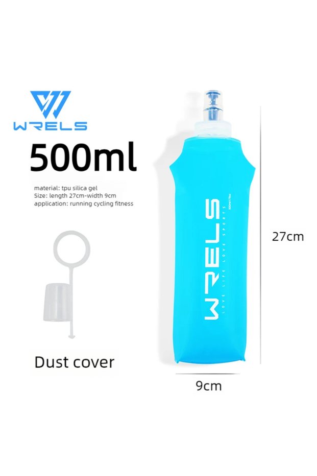 500ml light blue WRELS Sports Water Bottle Leak Proof Durable Soft Flask High Flow BPA Free Portable