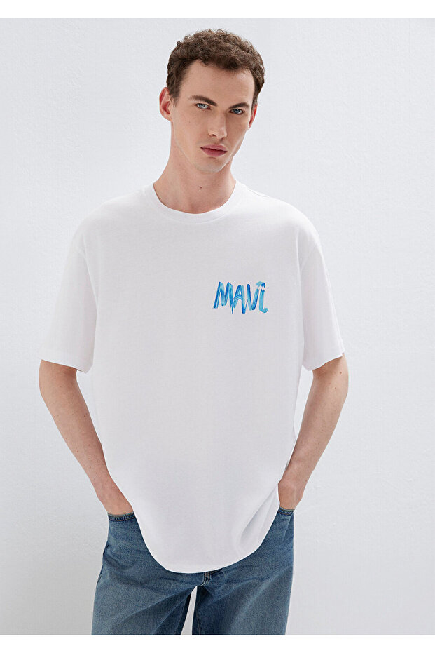 Printed White T-Shirt Loose Fit / Loose Relaxed Fit 0612468 -620