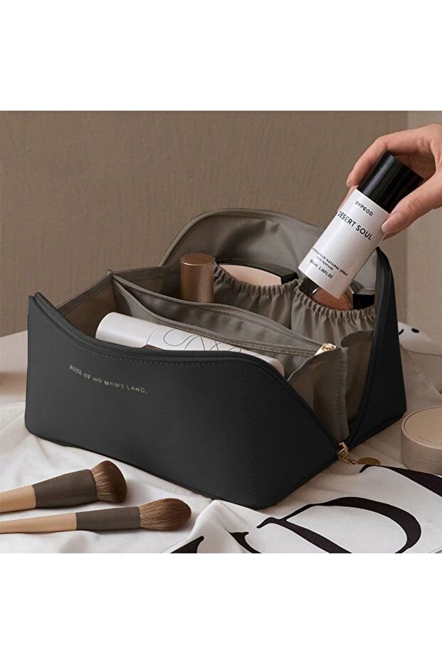 black Homefish Organizer Female Toiletry Kit Bag MakeUp Case Storage Pouch Luxury Lady Box, Cosmetic