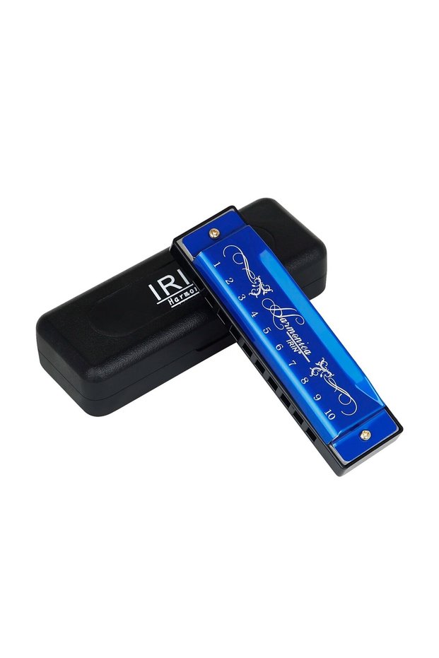Blue IRIN 10 Hole Harmonica Colorful C Key Harmonica Woodwind Instrument Suitable for Beginners Teac