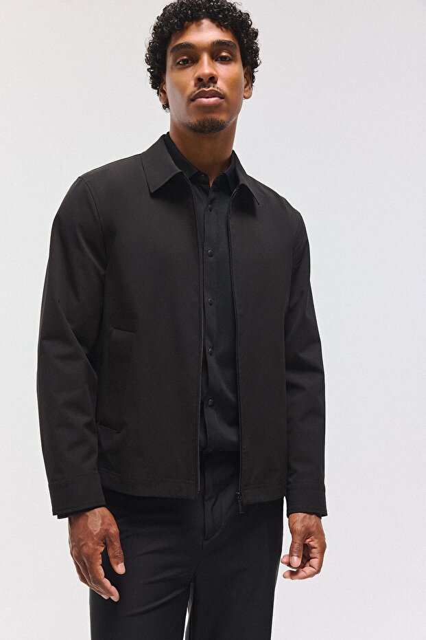 Water Repellent Slim Fit Zippered Shirt Collar Coat H1884Ax26Au