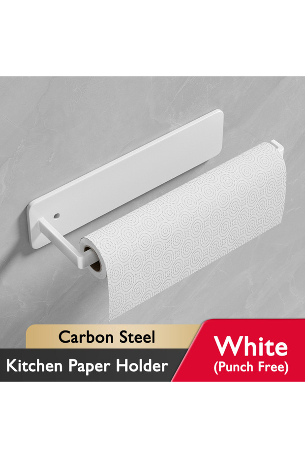 White Self Adhesive Kitchen Paper Holder No Drill Napkin Tissue Towel Toilet Roll Paper Holder Hange