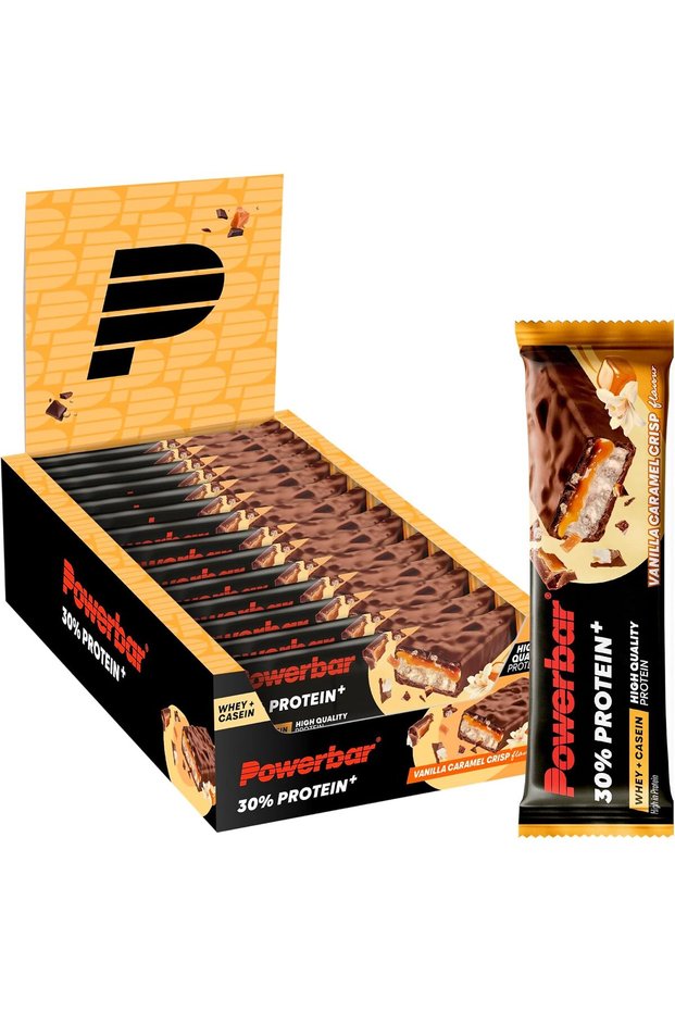 ProteinPlus 30% Vanilla Caramel Crisp Protein Bar – 30% High Protein Sports Bar | 15 x 55g | High Protein Snack Bar for Muscle Recovery, Gym & Fitness