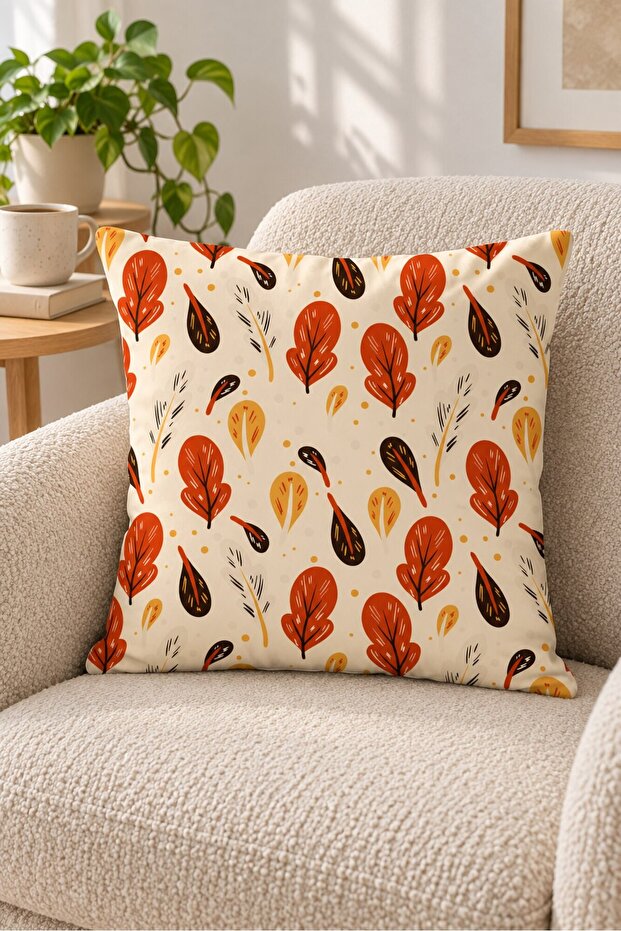 Autumn Themed 43X43 Velvet Cushion Cover