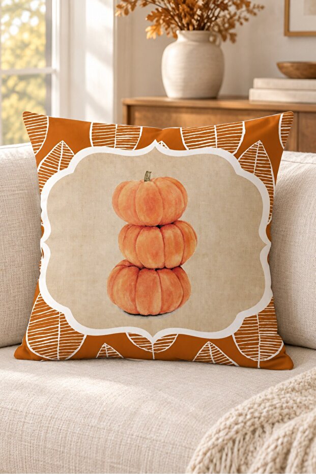 Autumn Themed 43X43 Velvet Cushion Cover