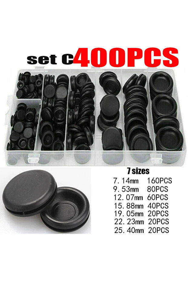 400PCS 170/200/400pcs Rubber Grommet Assortment Firewall Hole Electrical Wire Grommet Gasket Kit for