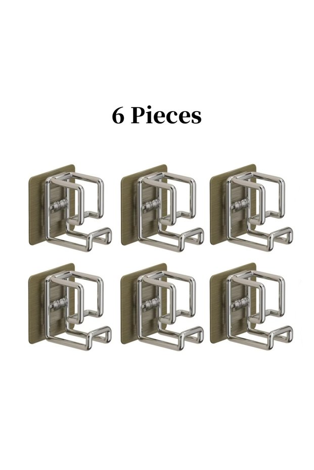 6 Pieces 1/2/4/6Pcs Stainless Steel Washbasin Hook Multifunction Punch-free Kitchen Bathroom Rack Ba
