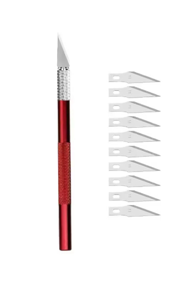 Red Engraving Cutter with Blade Metal Handle, Craft Carving, Sculpture Paper, Non-Slip Knife, DIY Re