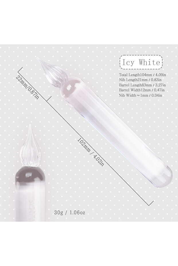 White SeamiArt 1pc Short Handle Lovely Glass Dip Pen for Calligraphy Students Writing Stationery Gif