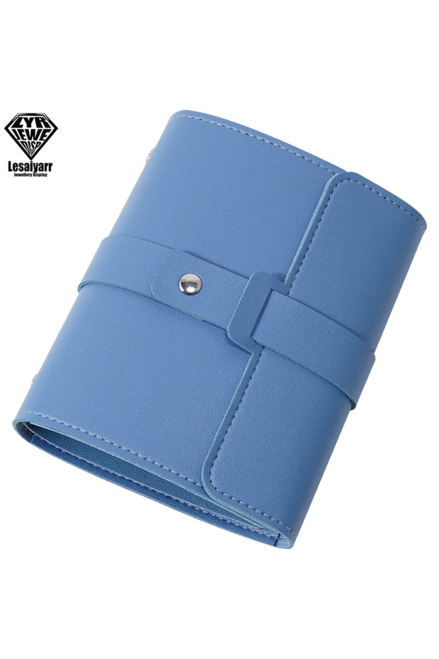 Blue Creative Book Shape PU Leather Earrings Storage Bag Earrings Studs Eadrops Organizer Portable J