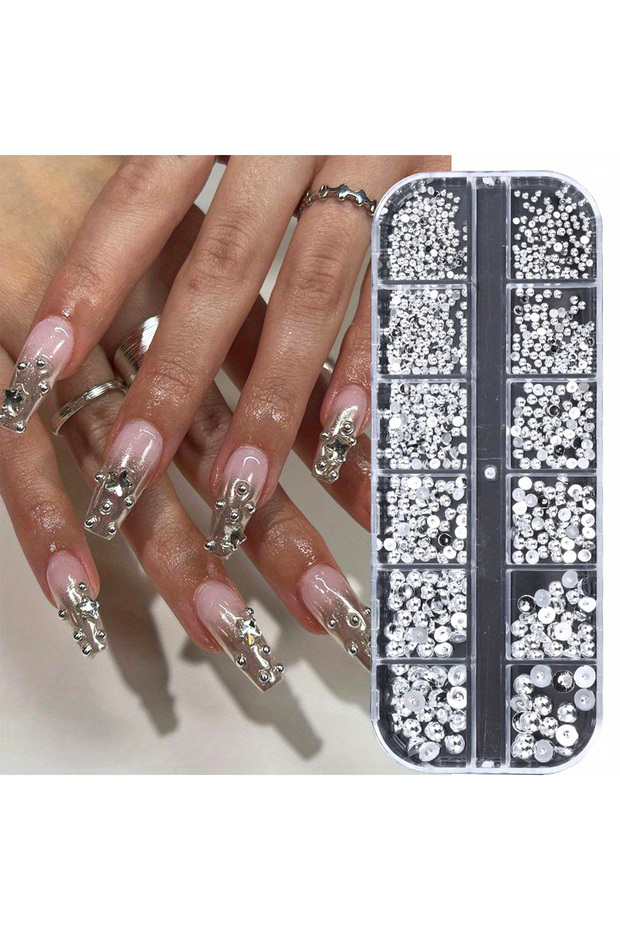 Silvery Nail Pearl 5000Pcs Small Resin Rhinestones for Nail Art, Colorful Rhinestone 2/3MM Flatback