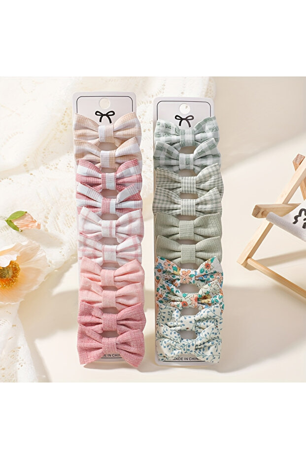 FJ4903-20BB BABY BOWS 20Pcs/set Handmade Fabric Printed Barrette Boutique Mini Boutique Bangs Bow Ha