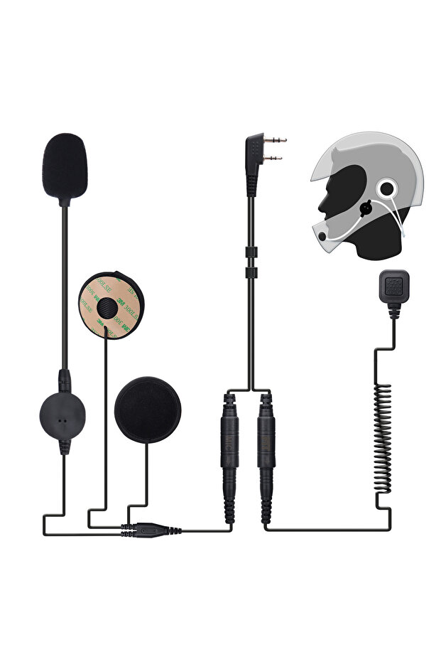 1PCS ABBREE Motorcycle Helmet Headset 2-Pin Two Way Radio Earpiece with Finger PTT and Mic for Baofe