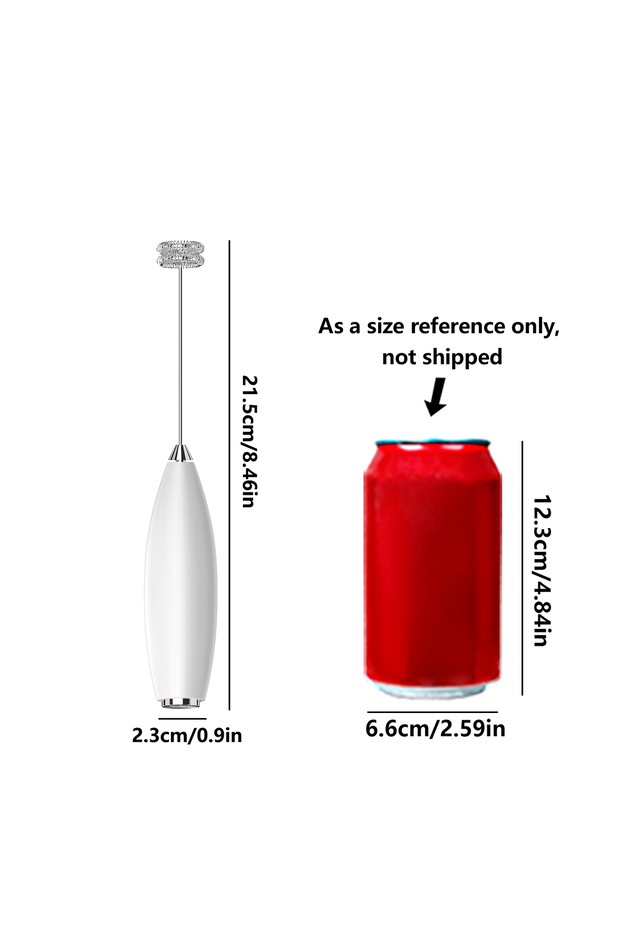 White Kitchen Powerful Milk Frother Wand Handheld Battery Operated Drink Mixer for Coffee, Lattes, C