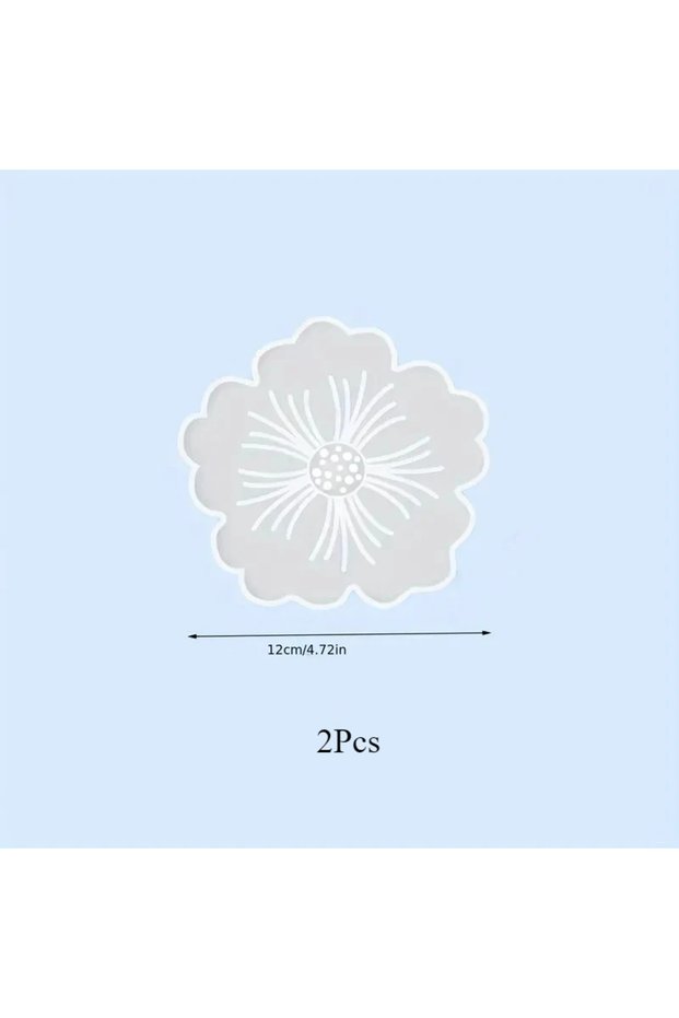 2Pcs DIY Flower Shape Coaster Silicone Mold for Epoxy Resin DIY Handmade Craft Fruit Dish Molds Clay