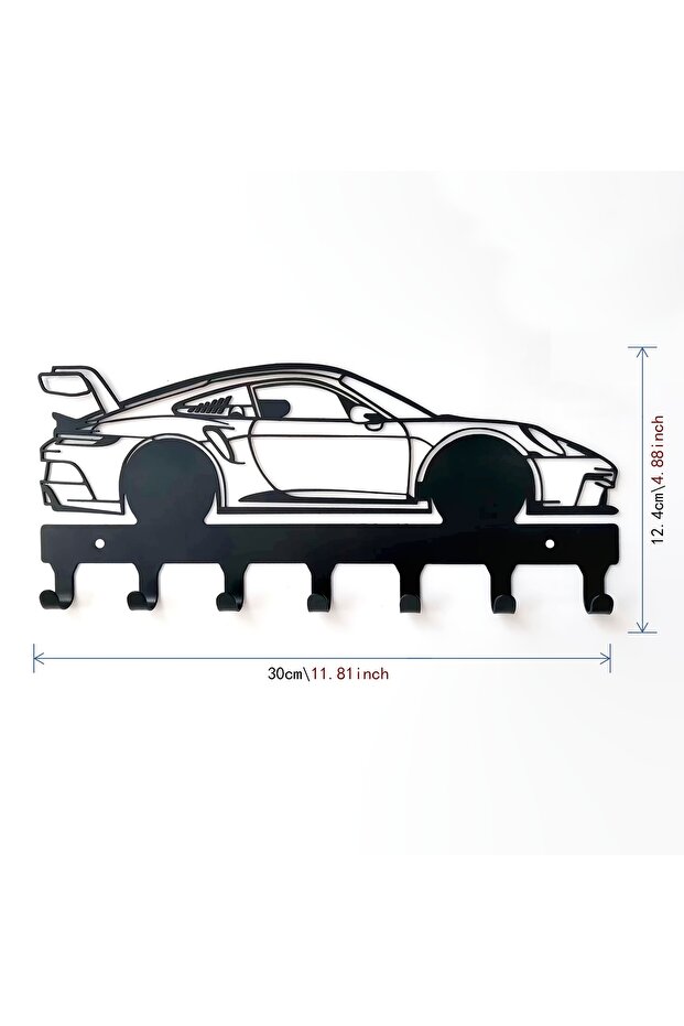 Black 1PCS Black Wall Mount Key Holder with Durable Coating Finish - Industrial Style Automotive Met