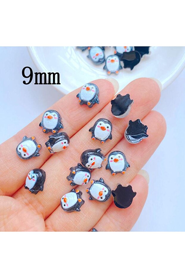 50pcs black 50pcs Cute 9mm Resin Mini Penguin Series Flat Back Stone Figurines DIY Wedding Scrapbook