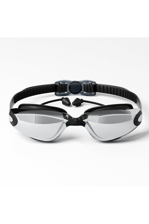 Glossy black Adult Swimming Goggles: HD, Waterproof, Anti-fog, Unisex, Stylish, Professional & UV-Pr
