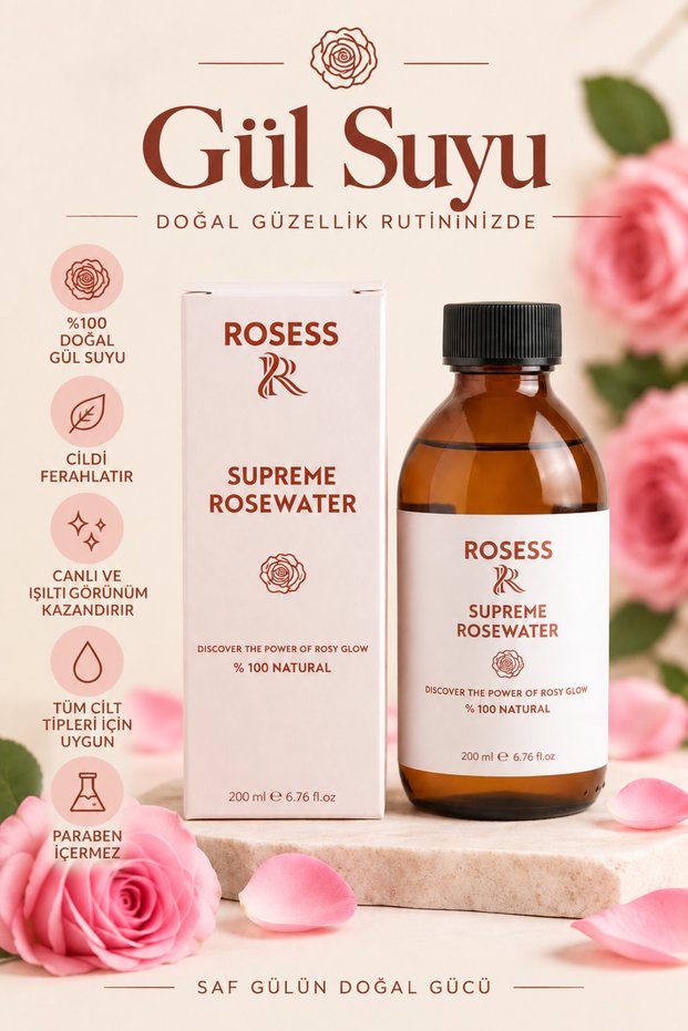 Pure Rose Water 200 ml | Rose Yeast Facial Toner, Refreshing and Moisturizing