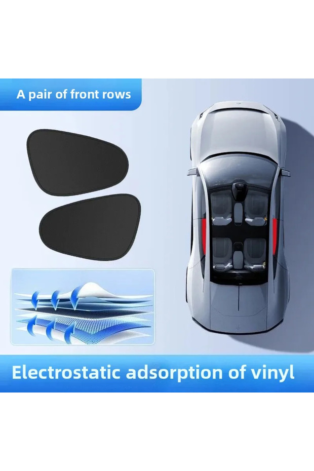 Black-Front-2pcs Universal Car Sunshade Electrostatic 4-Layer Side Window Sun Shade Cover for Car Su
