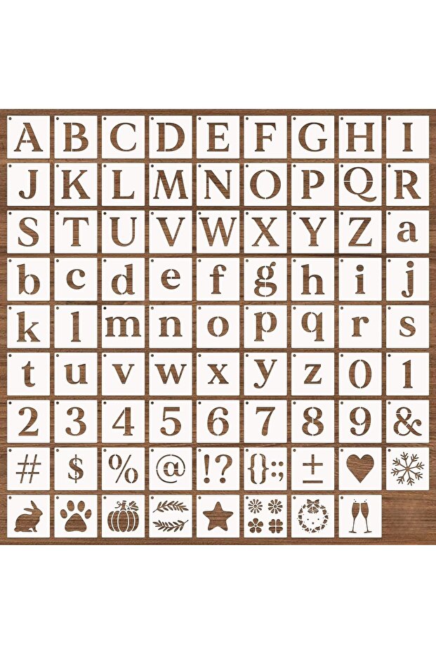 80Pcs 80-Piece Set of Alphabet, Number, and Symbol DIY Stencils, Including Uppercase and Lowercase E
