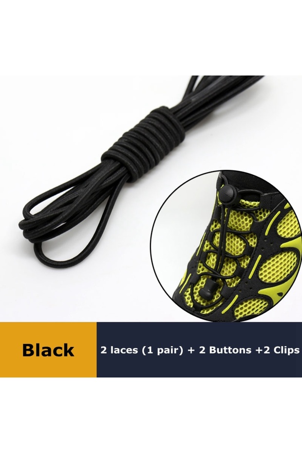 Black 1Pair Shoelaces for Sneaker Elastic No Tie Shoe Laces Stretching Lock Lazy Laces Quick Rubber