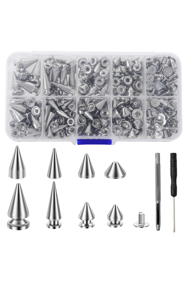 359Pcs 359Pcs Punk Rivet Clothing Studs Cone Spikes Kit Tree Spike Assortment Kit DIY Punk style Clo