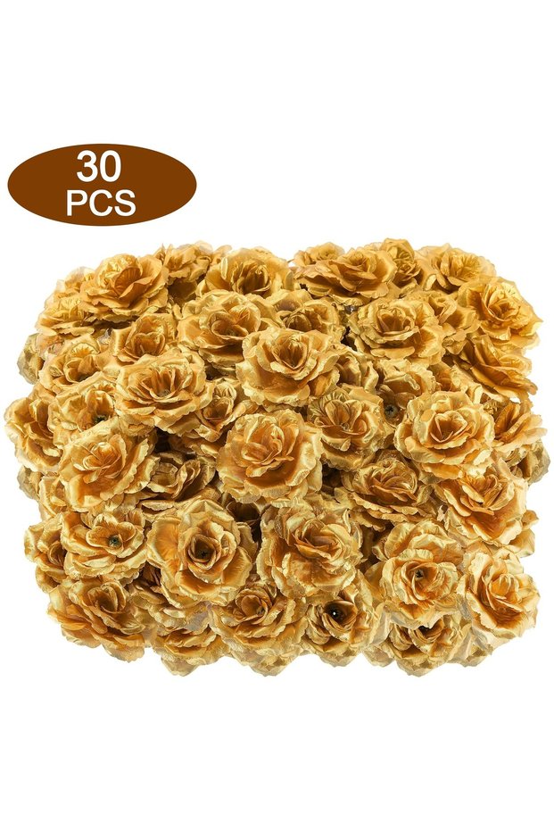 Gold 30Pcs Gold Artificial Flowers 8CM Fake Flower Christmas Decoration Xmas Tree for Home Decor Ne