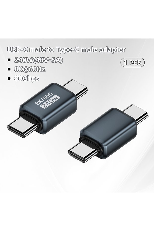 240W-GG-ZT-LS U Shape PD240W USB C Adapter 8K@60Hz 80Gbps 180 Degree USB C Female to Male Adapter Co