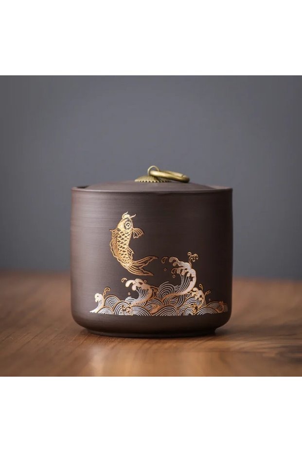 A-1PCS New Ceramic Red Porcelain Tea Jar Creative Sealed Storage Tank Black Tea Puer Storage Kitchen