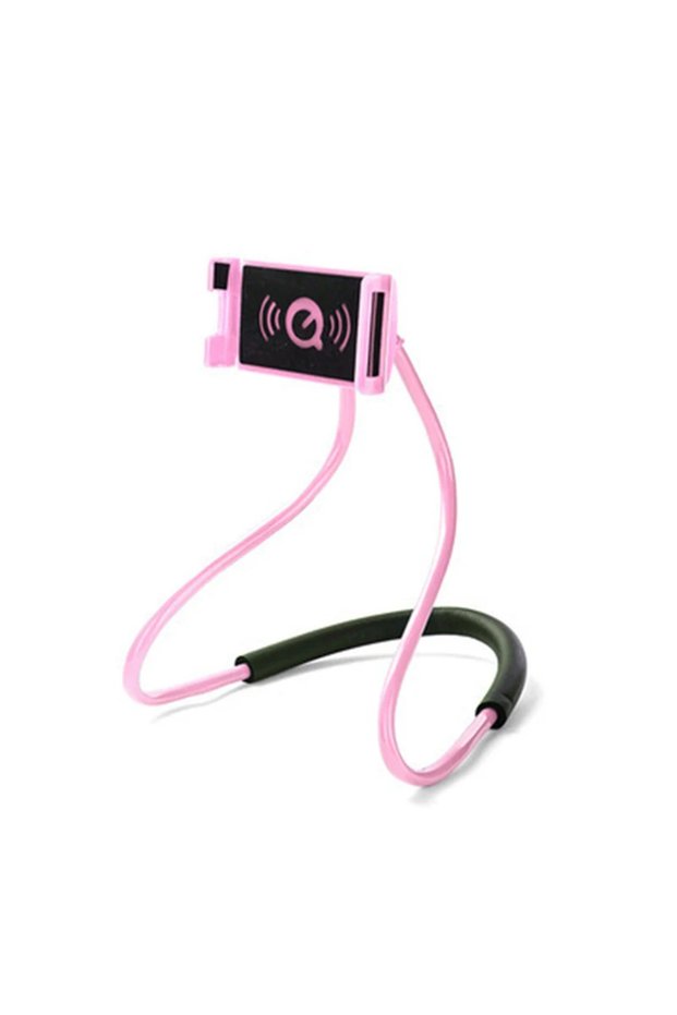 Pink Flexible Mobile Phone Holder Hanging Neck Lazy Necklace Bracket Bed 360 Degree Phones Holder St