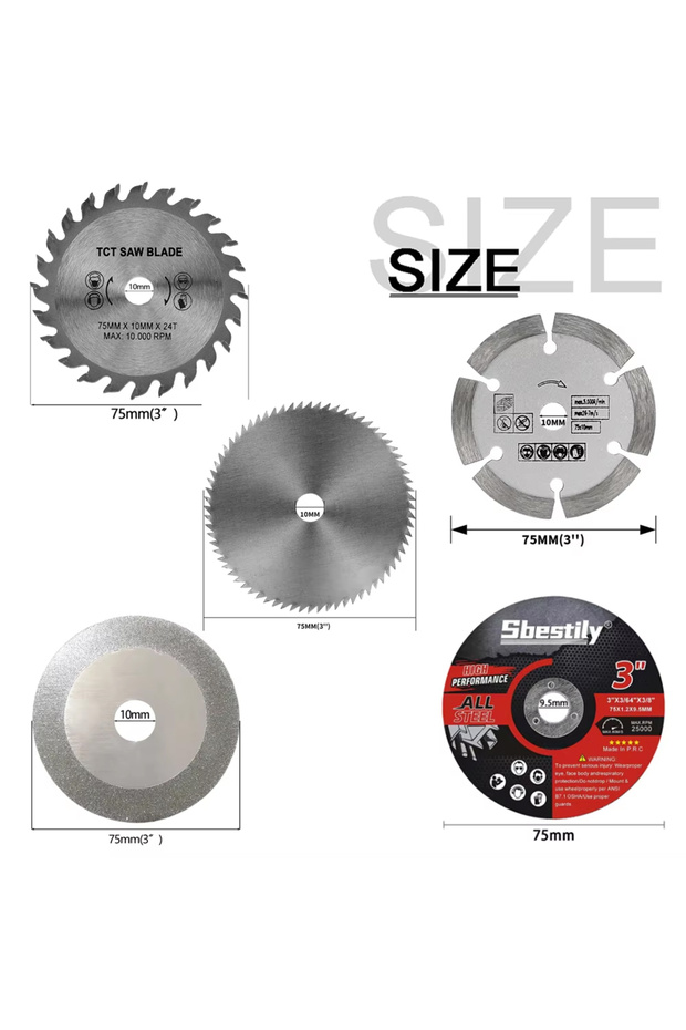 5pcs 5pcs 3" Metal Cutting Disc Carbide Circular Saw Blade Wood Cutting Dics Stone Cutting Disc Glas