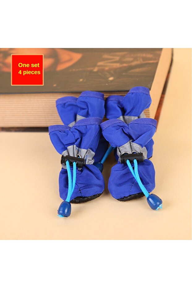 M Blue 4pcs Water-Resistant Dog Shoes For Small Dogs - Protect Your Pet's Paws And Keep Them Dry,Out
