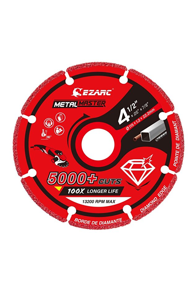 1.2mm Metal Cutting Diameter 115mm 4.5in EZARC Diamond Cutting Wheel 3X3/8 Inch & 4-1/2X7/8 Inch for