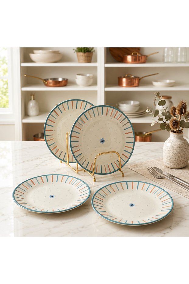 Modern Porcelain Spring Pattern 6-Person Cake Plate Set 19 cm Porcelain Cake Plates