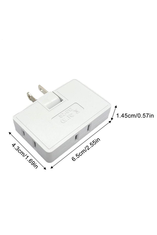 White 3 in1 US Wall Socket 180-degree Rotatable 2-pin Power Adapter Extender suitable for the United